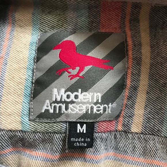 PACSUN Button Down Shirt With Hoodie Men’s Medium - Picture 3 of 3